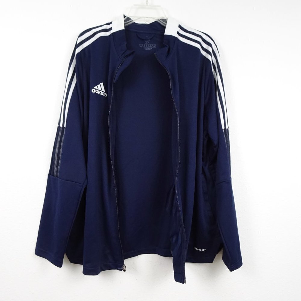 Adidas Tiro Track Jacket Women's Size 2X Blue Full Zip 3 Stripes Stand Collar - Picture 5 of 10